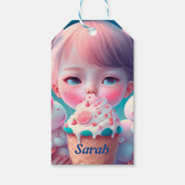 かわいいアイスクリームガール ギフトタグ