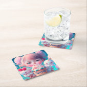 かわいいアイスクリームガール スクエアペーパーコースター (インサイチュ)