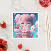 かわいいアイスクリームガール スタンダードカクテルナプキン (インサイチュ)