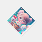 かわいいアイスクリームガール スタンダードカクテルナプキン (角)