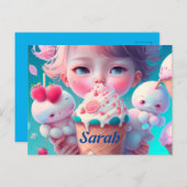 かわいいアイスクリームガール ポストカード (正面/裏面)