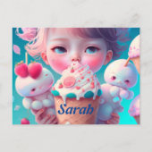 かわいいアイスクリームガール ポストカード (正面)
