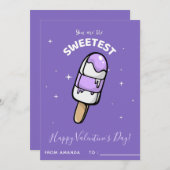 かわいいアイスクリームキッズクラスバレンタインデー シーズンカード (正面/裏面)