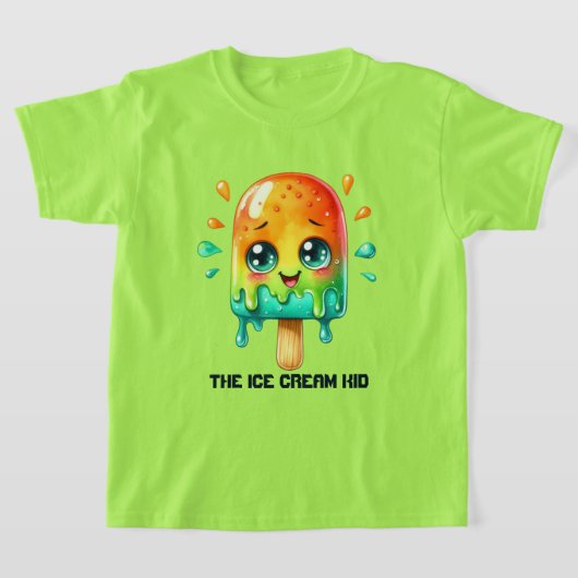 かわいいアイスクリームキッドのカスタマイズ Tシャツ (レイダウン)