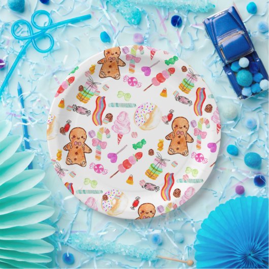 かわいいアイスクリームキャンディドナットキャンディランド子供の誕生日 ペーパープレート (パーティー)