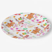 かわいいアイスクリームキャンディドナットキャンディランド子供の誕生日 ペーパープレート (アングル)