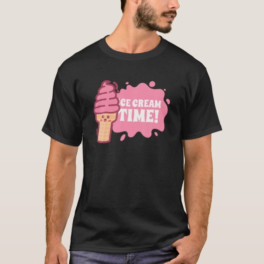かわいいアイスクリームキュートいちごアイスクリーム Tシャツ (正面)