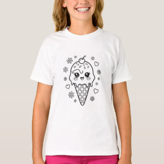 かわいいアイスクリームコーンのぬりえ Tシャツ