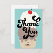 かわいいアイスクリームコーンの感謝カード サンキューカード (正面/裏面)