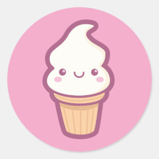 かわいいアイスクリームコーンステッカー ラウンドシール