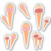 かわいいアイスクリームコーンビニールシール シール (正面)
