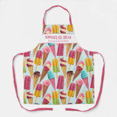 かわいいアイスクリームコーンポップシクルカスタム文字エプロン エプロン (正面)