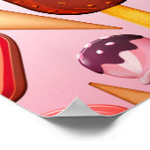 かわいいアイスクリームコーンポップシクルモノグラムスイーツ ポスター (角)