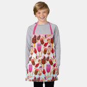 かわいいアイスクリームコーンポプシクルモノグラムトリートメント エプロン (着用した状態)