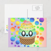 かわいいアイスクリームコーンレインボードット ポストカード (正面/裏面)