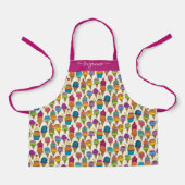 かわいいアイスクリームコーン白いデザートパターン名 エプロン (正面)