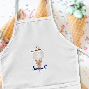 かわいいアイスクリームコーン雪だるまキッズエプロン 子供用エプロン