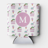 かわいいアイスクリームサマーパターンモノグラム 缶クーラー (正面)