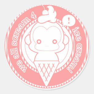 かわいいアイスクリームサル ラウンドシール