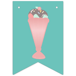 かわいいアイスクリームサンデピンクパステル バンティングフラッグ