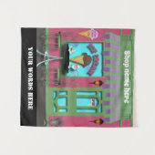 かわいいアイスクリームショップ名前とメッセージタペストリーを追加 タペストリー (正面(横))