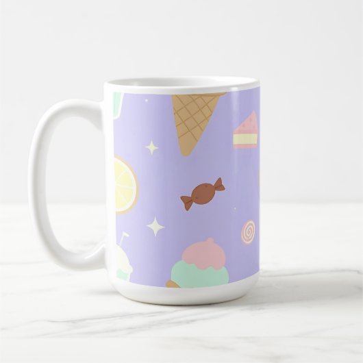 かわいいアイスクリームスイーツパターン コーヒーマグカップ (左)
