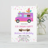 かわいいアイスクリームトラックの誕生日招待状 招待状 (スタンド正面)