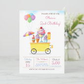 かわいいアイスクリームトラックの誕生日 招待状 (スタンド正面)