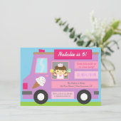 かわいいアイスクリームトラックバースデーパーティ招待状 招待状 (スタンド正面)