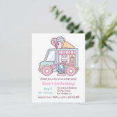 かわいいアイスクリームトラック子供の誕生日パーティー 招待状 (スタンド正面)