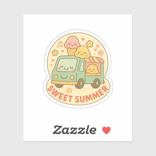 かわいいアイスクリームトラック甘い夏シール シール (シート)