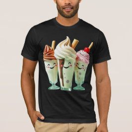 かわいいアイスクリームトリオの可愛いデザートキャラクター Tシャツ