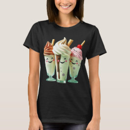 かわいいアイスクリームトリオの可愛いデザートキャラクター Tシャツ