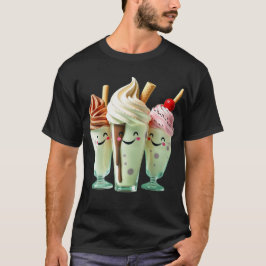 かわいいアイスクリームトリオの可愛いデザートキャラクター Tシャツ