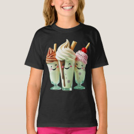 かわいいアイスクリームトリオの可愛いデザートキャラクター Tシャツ