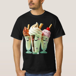 かわいいアイスクリームトリオの可愛いデザートキャラクター Tシャツ