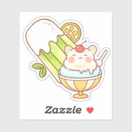 かわいいアイスクリームハムスター - 夏のソルベとキュートなチョコ シール