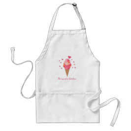 かわいいアイスクリームバレンタインハートハンド図解入りの、写真付きの= スタンダードエプロン