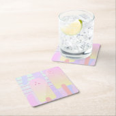 かわいいアイスクリームパステルサマーオムブレ スクエアペーパーコースター (インサイチュ)