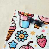 かわいいアイスクリームパターパーソナライズされたンの夏 ビーチタオル (インサイチュ)