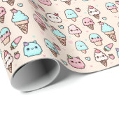 かわいいアイスクリームパターミニマルンパステルカラー ラッピングペーパー (ロールコーナー)