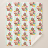 かわいいアイスクリームパターン シェルパブランケット (正面)