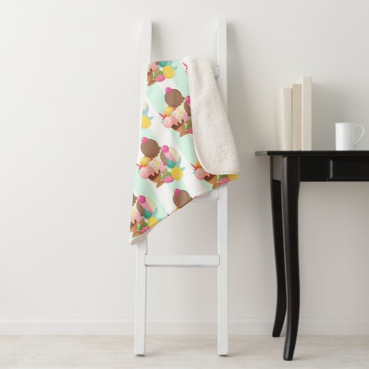 かわいいアイスクリームパターン シェルパブランケット (インサイチュ)