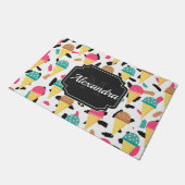 かわいいアイスクリームパターン ドアマット (アングル)