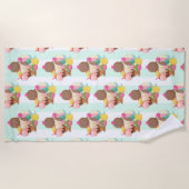 かわいいアイスクリームパターン ビーチタオル (正面)