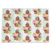 かわいいアイスクリームパターン ラージペーパーバッグ (正面)