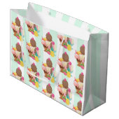 かわいいアイスクリームパターン ラージペーパーバッグ (正面アングル)