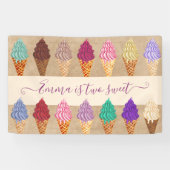 かわいいアイスクリームパーティーベビーガール2年誕生日 横断幕 (横)