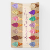 かわいいアイスクリームパーティーベビーガール2年誕生日 横断幕 (縦)