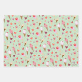 かわいいアイスクリームパーティー手図解入りの、写真付きのオリジナルアート ラッピングペーパーシート (正面3)